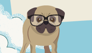 Cartoon dog with glasses