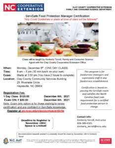 Cover photo for Rescheduled ServSafe Food Protection Manager Certification Class