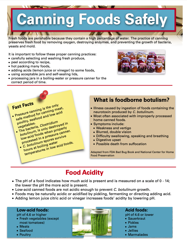 A flier for Canning Foods Safety.