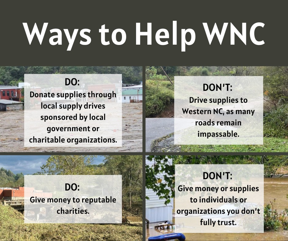 Ways to Help DNC, Donate supplies through local supply drives sponsored by local government or charitable organizations and give money to reputable charities.